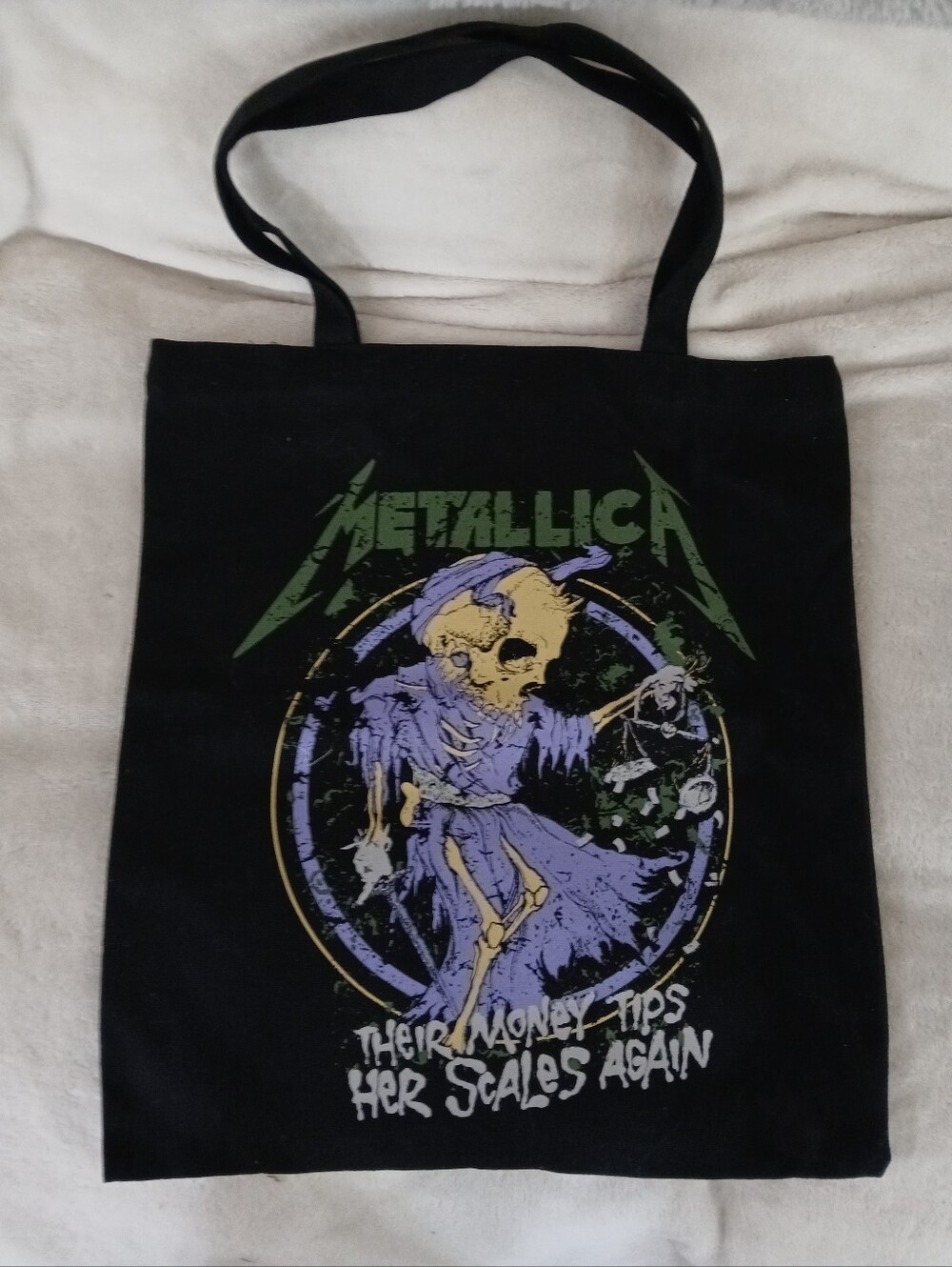 Metallica Black Graphic Tote Bag - 16 × 14